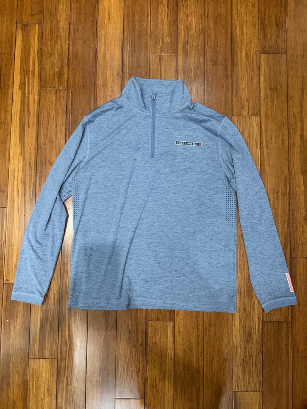 Salt Life Men's Long Sleeve Quarter-Zip Performance Top - Light Blue Heather